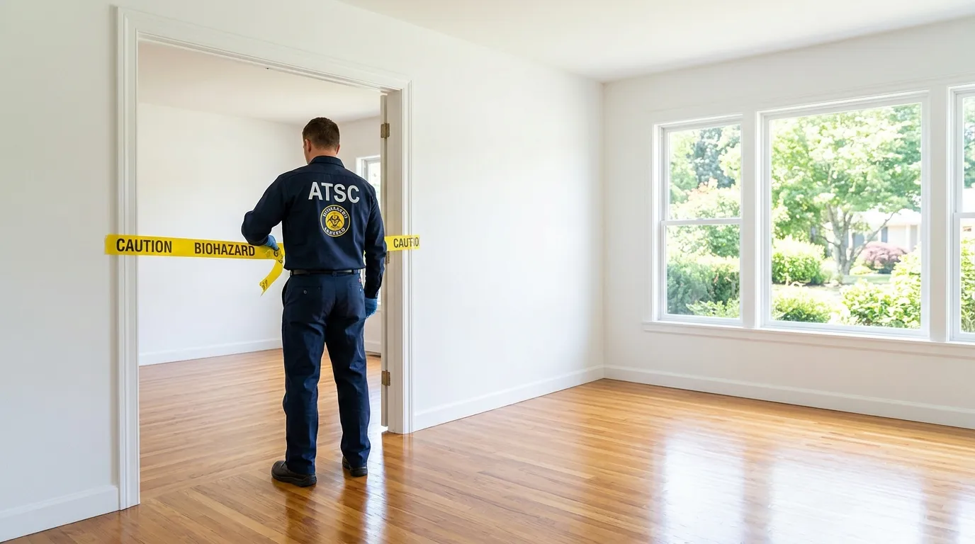 Certified biohazard cleanup crew performing Trauma Scene Cleanup in Ludlow